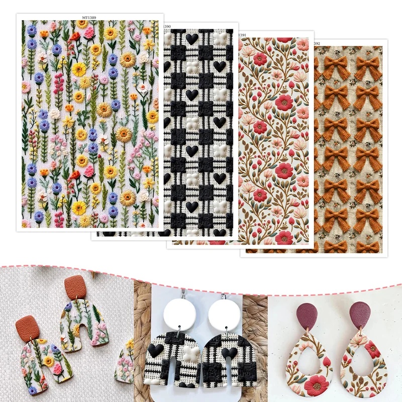 Beeswax Wrap - 다채로운 색상의 꽃무늬 폴리머 클레이 전사지,