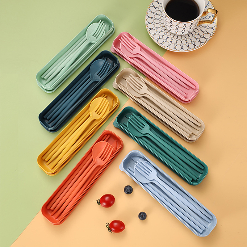 Reusable Straw - 4개/세트 휴대용 식기 세트(상자 포함) 건강