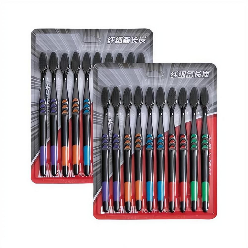 10 조각 포장 된 부드러운 강모 대나무 숯 검은 머리 - Bamboo Toothbrush 리뷰 및 가격