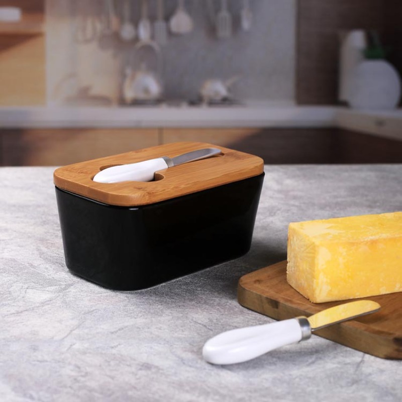 대나무 커버가 있는 심플한 세라믹 버터 접시, 직사각형 - Bamboo Cutlery 리뷰 및 가격
